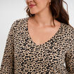 T-shirt col en V manches longues coton beige femme grande taille