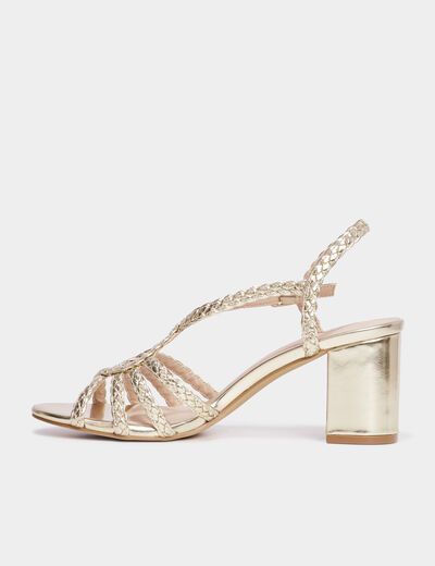 Sandales brides tress&eacute;es Mosquitos jaune or femme