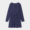 Robe trapèze manches longues coton bleu marine fille