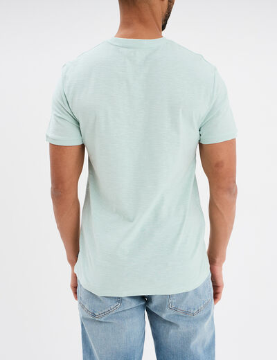 T-shirt col rond manches courtes coton vert pastel homme