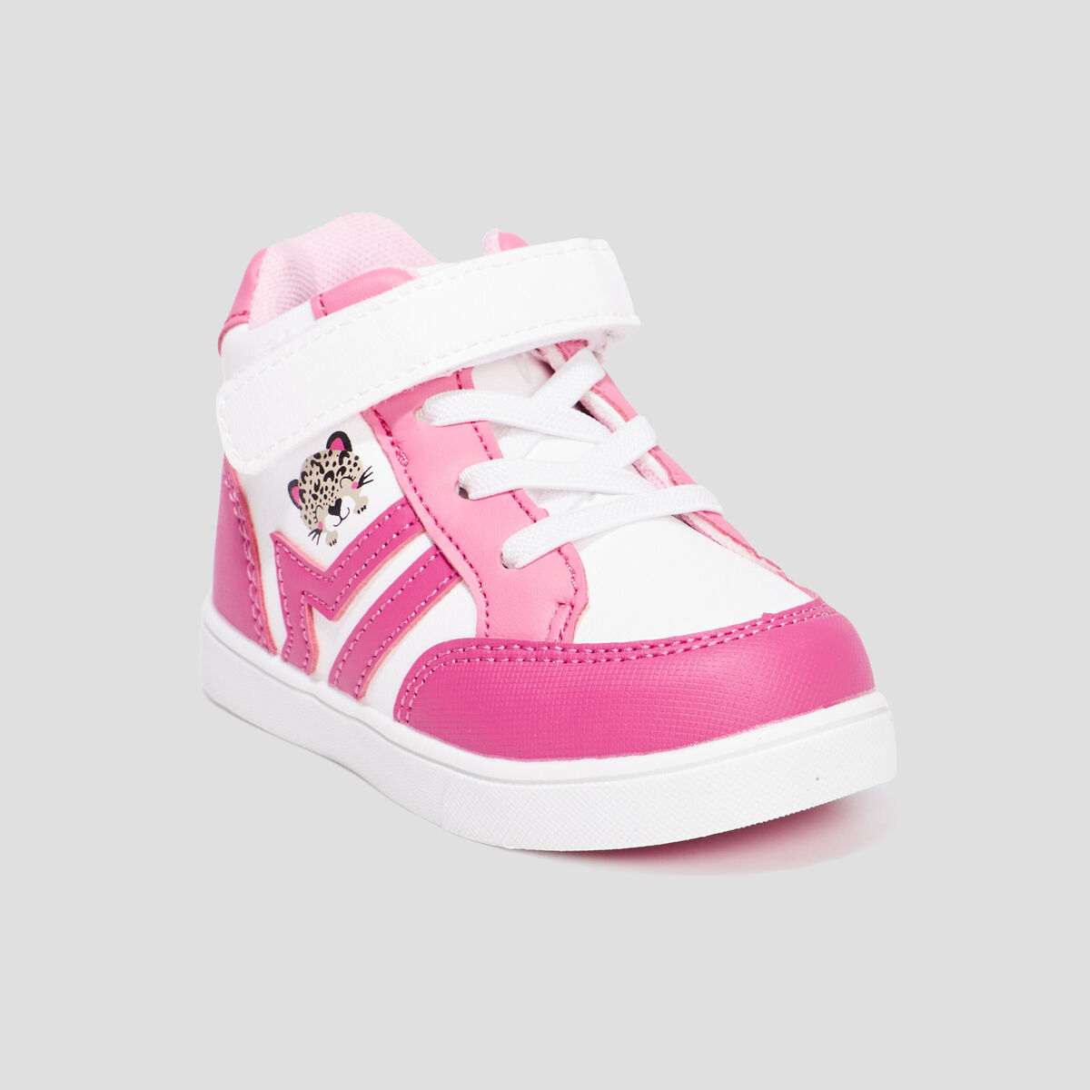 Baskets montantes à scratchs Kicone rose bébé fille