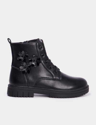 Boots &agrave; lacets noir fille