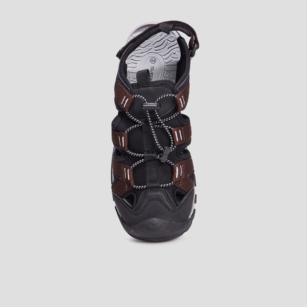 Sandales à scratch et lacets élastiqués marron homme