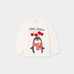 Pull No&euml;l sequins et pompons blanc b&eacute;b&eacute; fille