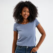T-shirt coton col rond manches courtes bleu gris femme