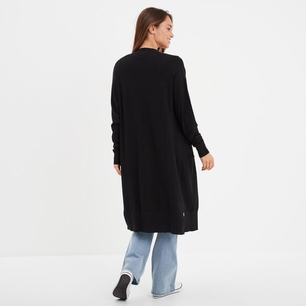 gilet long droit avec poches noir femme Gilet long droit avec poches noir femme