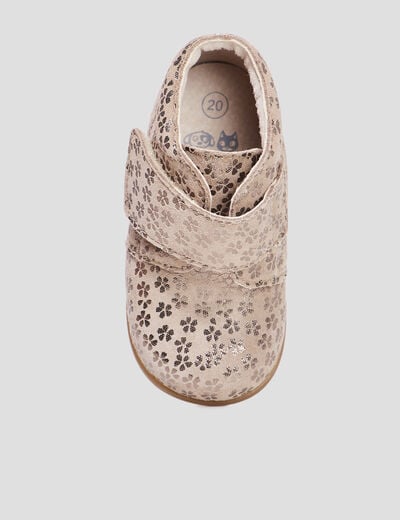 Bottillons à scratchs en cuir marron bébé fille