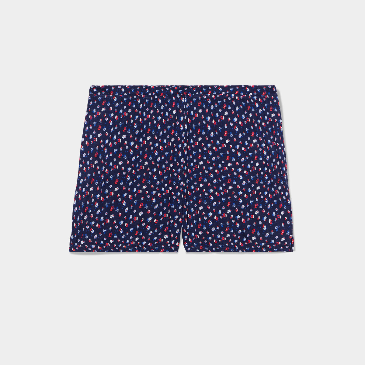Bas de pyjama short liseré dentelle bleu marine femme