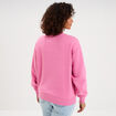 Sweat molleton col rond manches longues rose vif femme