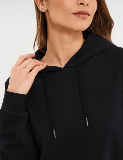 Robe sweat &agrave; capuche noir femme