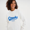 Sweat molleton col rond manches longues blanc femme