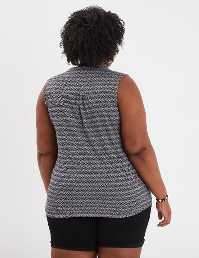 Débardeur ajusté col en V ecru femme grande taille