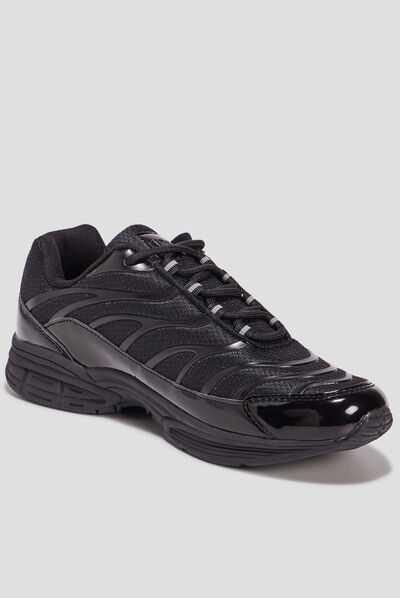 Baskets running à lacets élastiqués noir femme