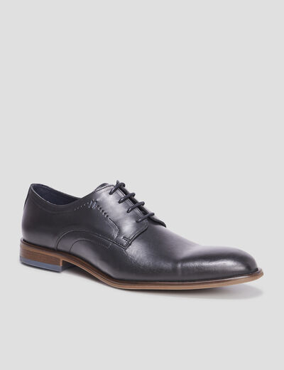 Derbies à lacets en cuir lisse noir homme