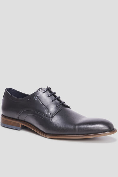 Derbies à lacets en cuir lisse noir homme