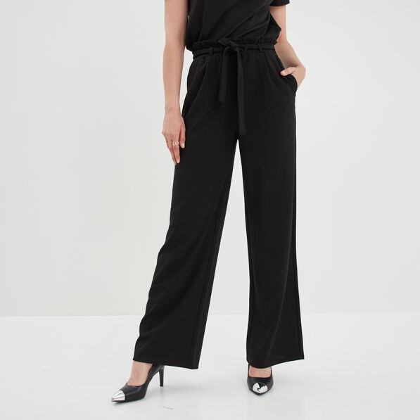 pantalon large ceinture noir femme Pantalon large ceinturé noir femme