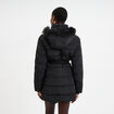 Doudoune ceintur&eacute;e mi-longue &agrave; capuche noir femme
