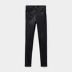 Pantalon slim enduit &agrave; taille haute noir femme