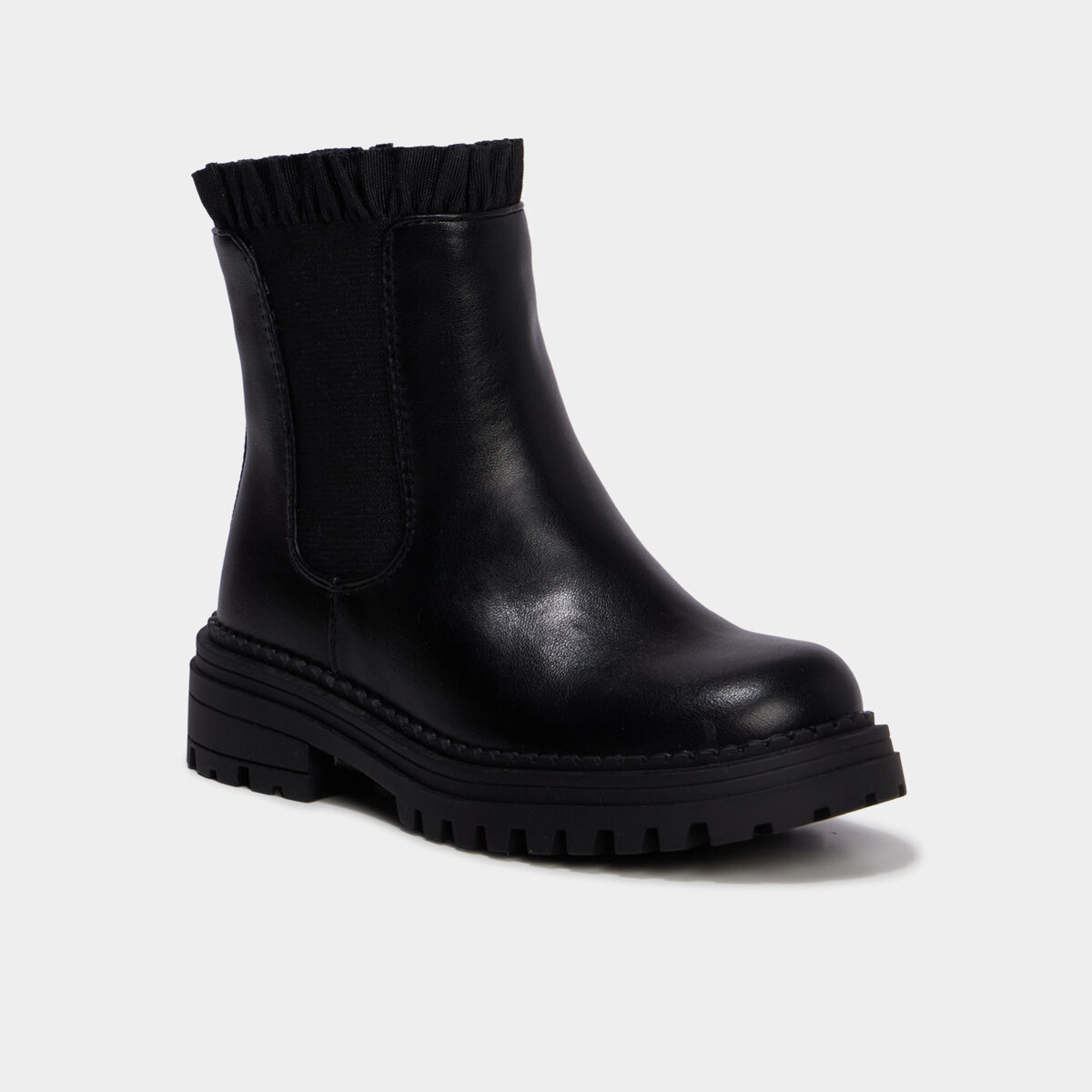 Boots chelsea zipp&eacute;es avec volants noir fille