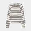 T-shirt côtelé col montant ajusté ecru femme