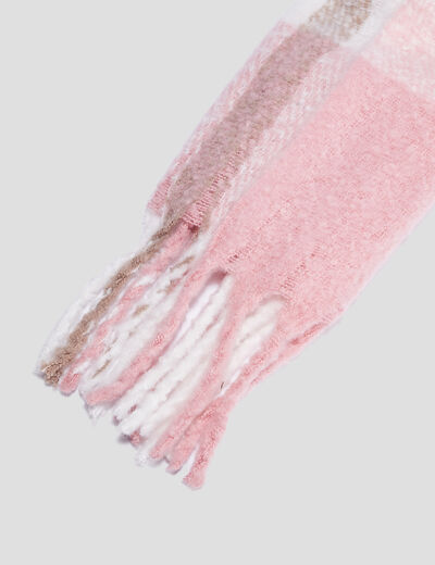 Écharpe à franges rose clair femme