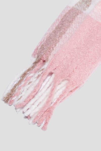 Écharpe à franges rose clair femme