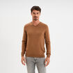 Pull jersey avec col en V marron homme
