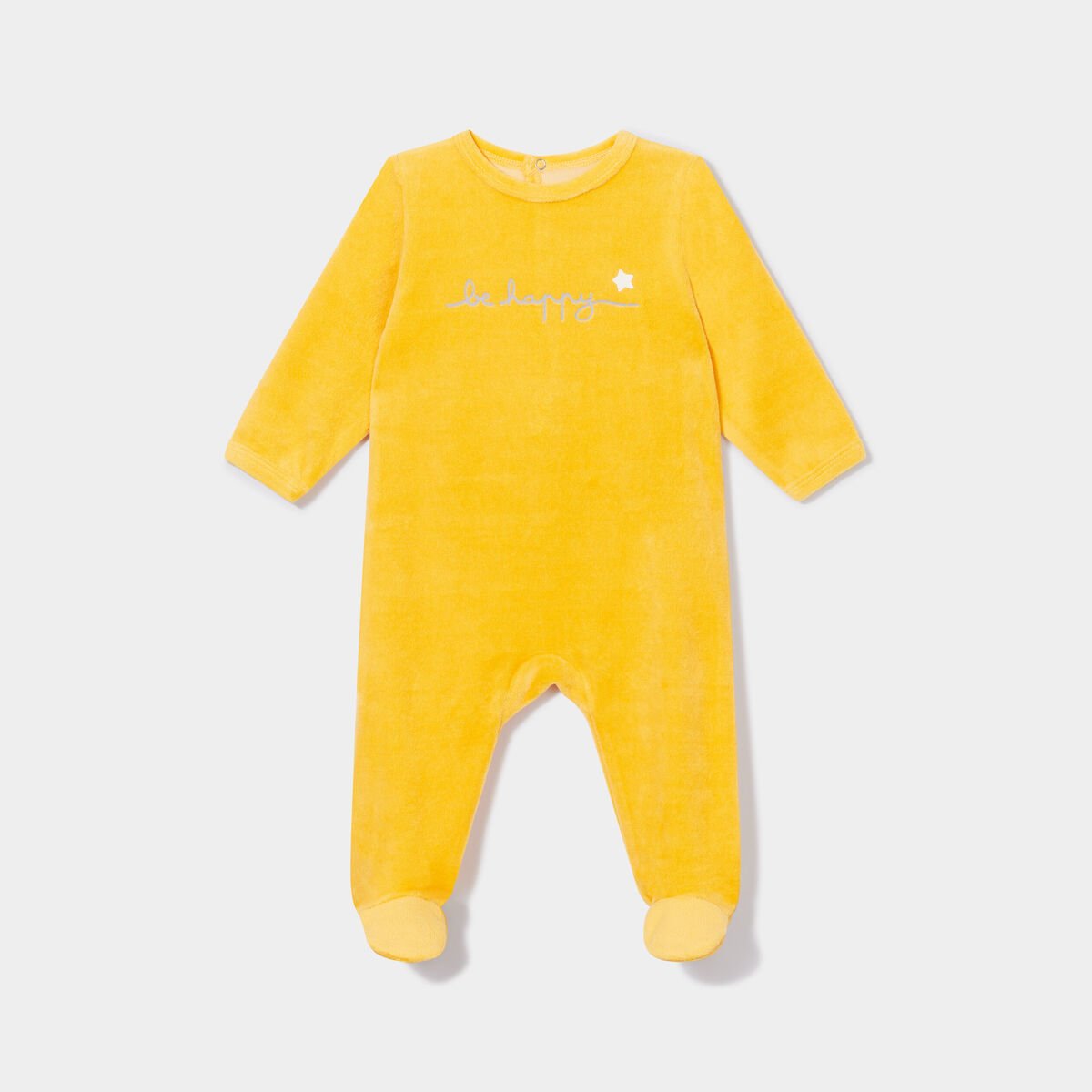 Dors-bien velours manches longues jaune moutarde bébé