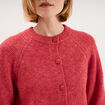 Gilet cardigan col rond boutonn&eacute; rose cerise femme