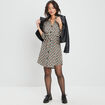 Robe droite fluide manches 3/4 noir femme