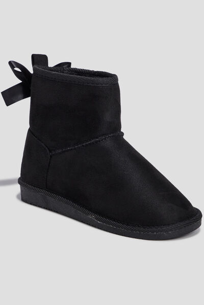 Bottines fourrées avec noeud noir fille