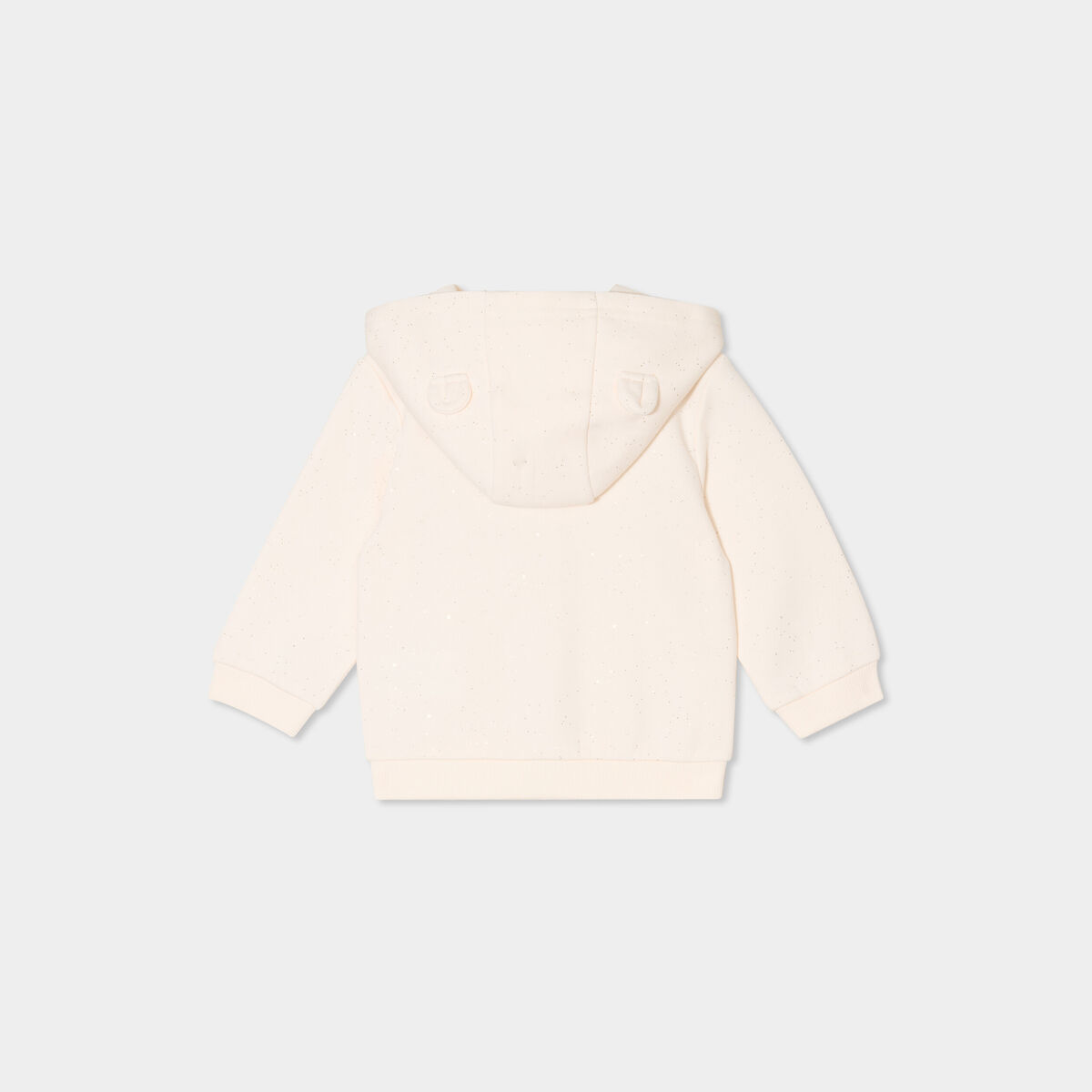 Sweat zipp&eacute; &agrave; capuche molletonn&eacute; creme b&eacute;b&eacute; fille