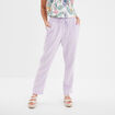 Pantalon droit 7/8ème lin mélangé violet clair femme