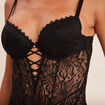 Body paddé dentelle avec laçage noir femme