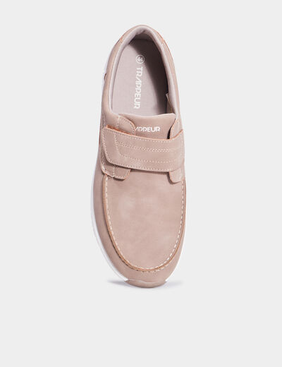 Chaussures bateau à scratchs sable homme