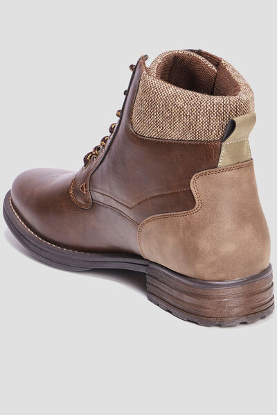 Bottines à lacets bi-matières Bicux marron homme