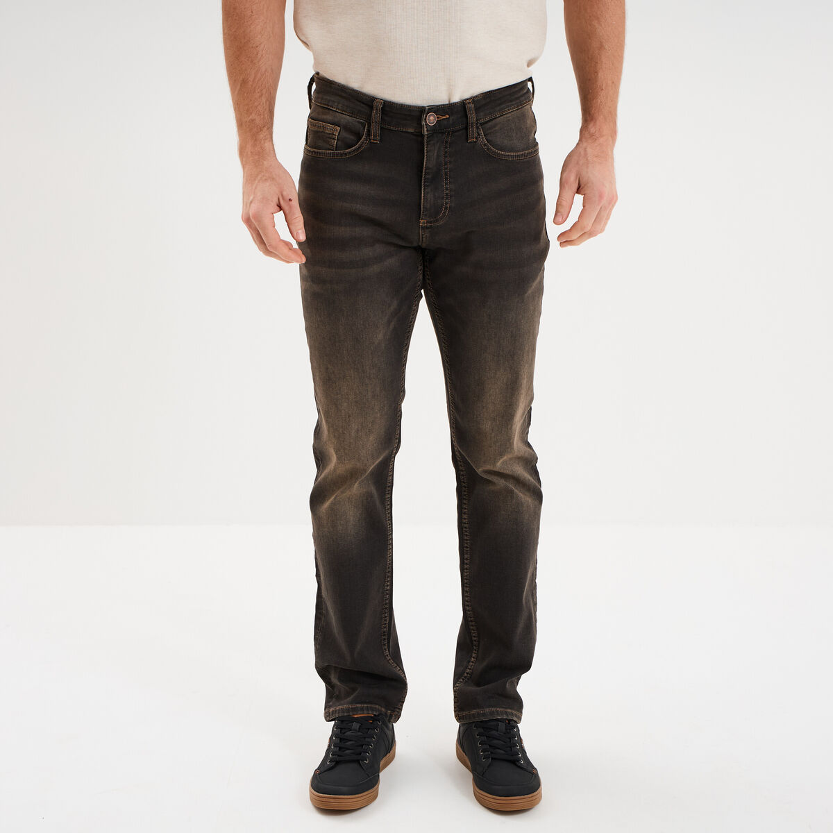 Jean stretch coupe regular denim noir homme