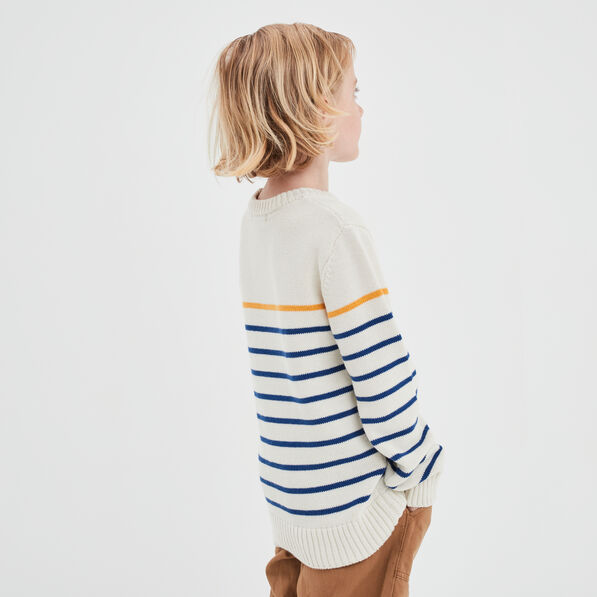 pull col rond coton manches longues ecru garcon Pull col rond coton manches longues ecru garçon