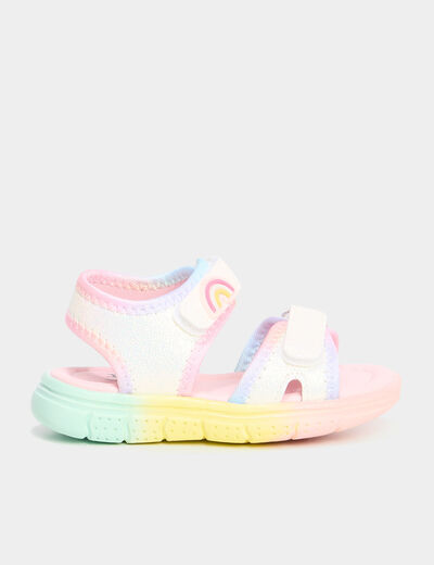 Sandales paillettes à scratchs multicolore bébé fille
