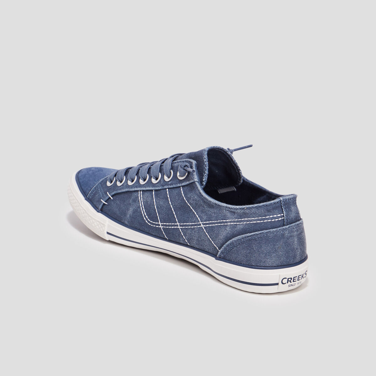 Tennis basses en toile &agrave; lacets bleu homme