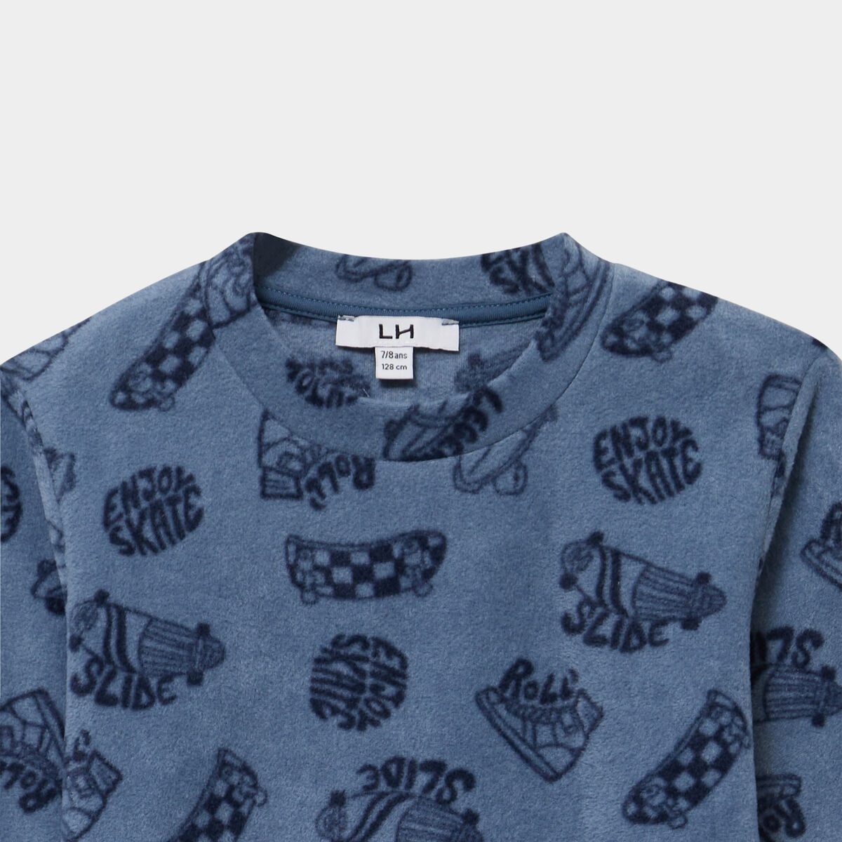 Ensemble pyjama effet polaire 2 pi&egrave;ces bleu fonc&eacute; gar&ccedil;on