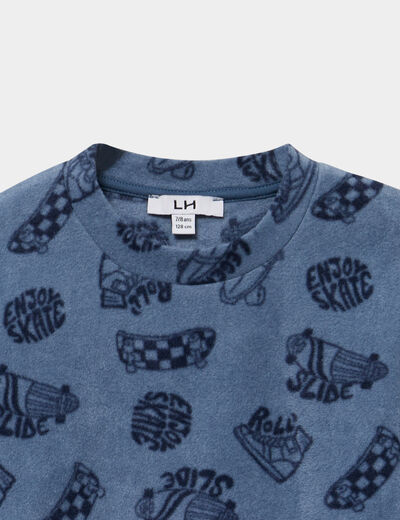 Ensemble pyjama effet polaire 2 pi&egrave;ces bleu fonc&eacute; gar&ccedil;on