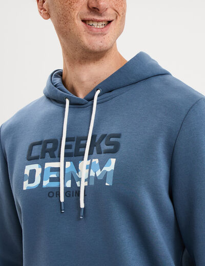 Sweat hoodie molleton Creeks bleu gris homme