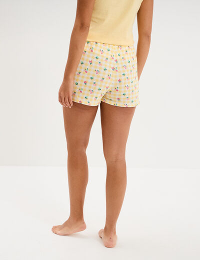 Bas de pyjama short coton jaune femme