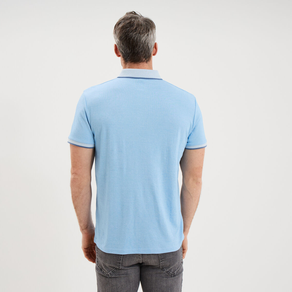 Polo manches courtes coupe droite bleu homme