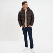 Pull col rond manches longues beige homme