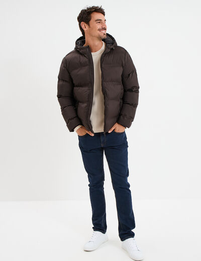 Pull col rond manches longues beige homme