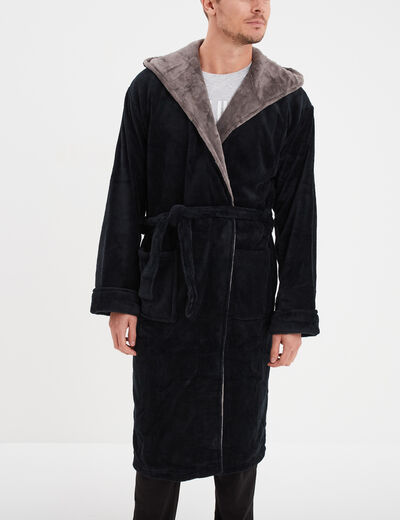 Peignoir long col châle noir homme