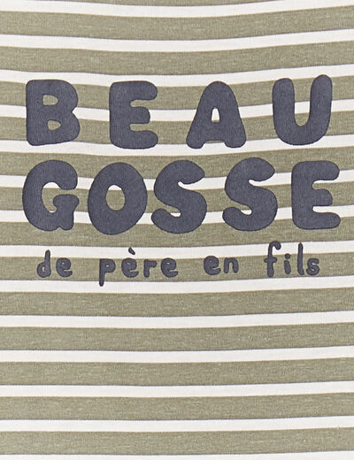 T-shirt manches longues col rond coton vert kaki bébé garçon