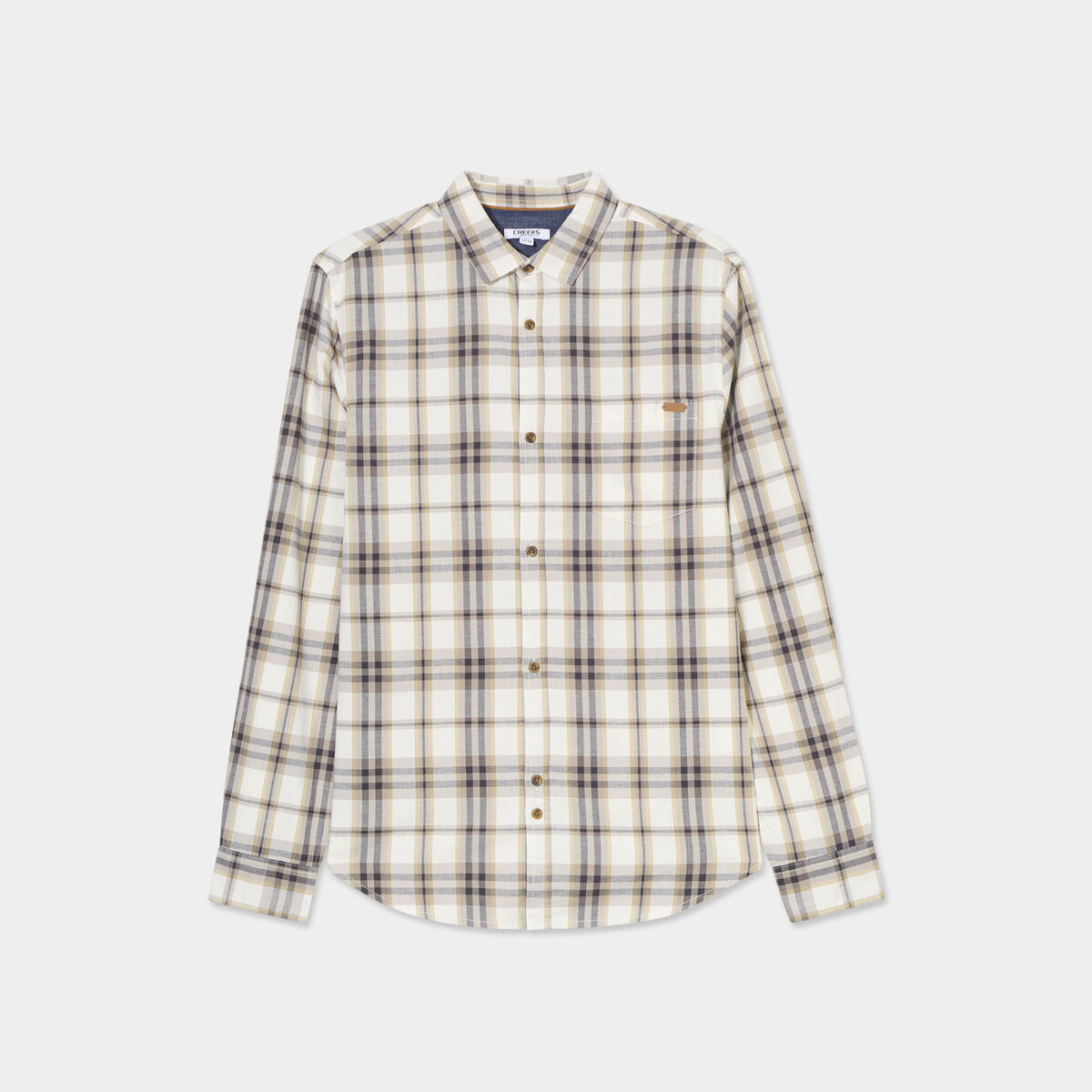 Chemise droite manches retroussées beige homme